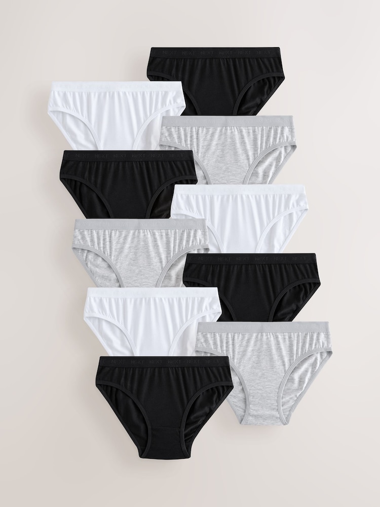 Black/White Bikini Briefs 10 Pack (5-16yrs) - Image 1 of 14