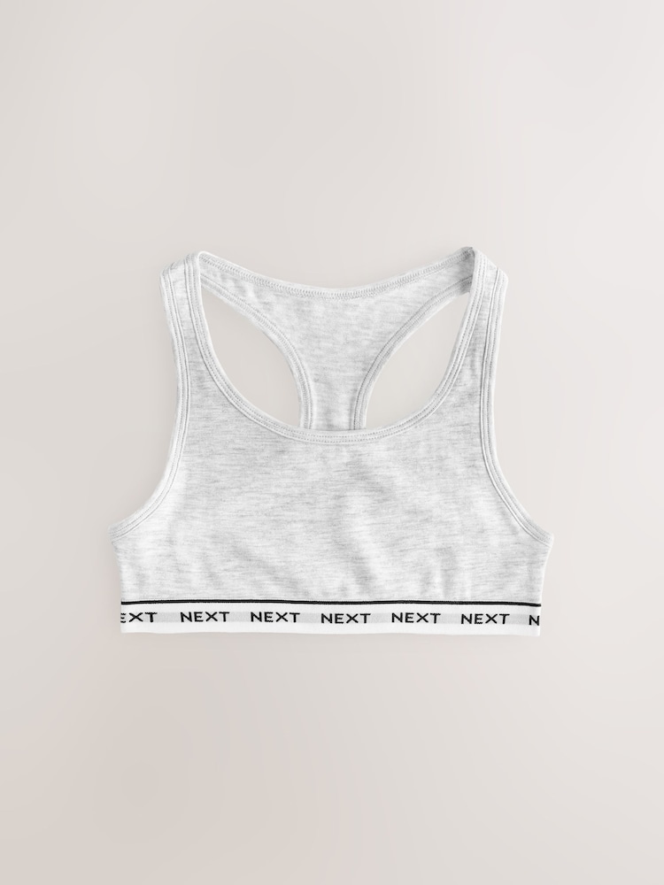 Black/Grey/White Racer Back Crop Tops 3 Pack (5-16yrs) - Image 4 of 7