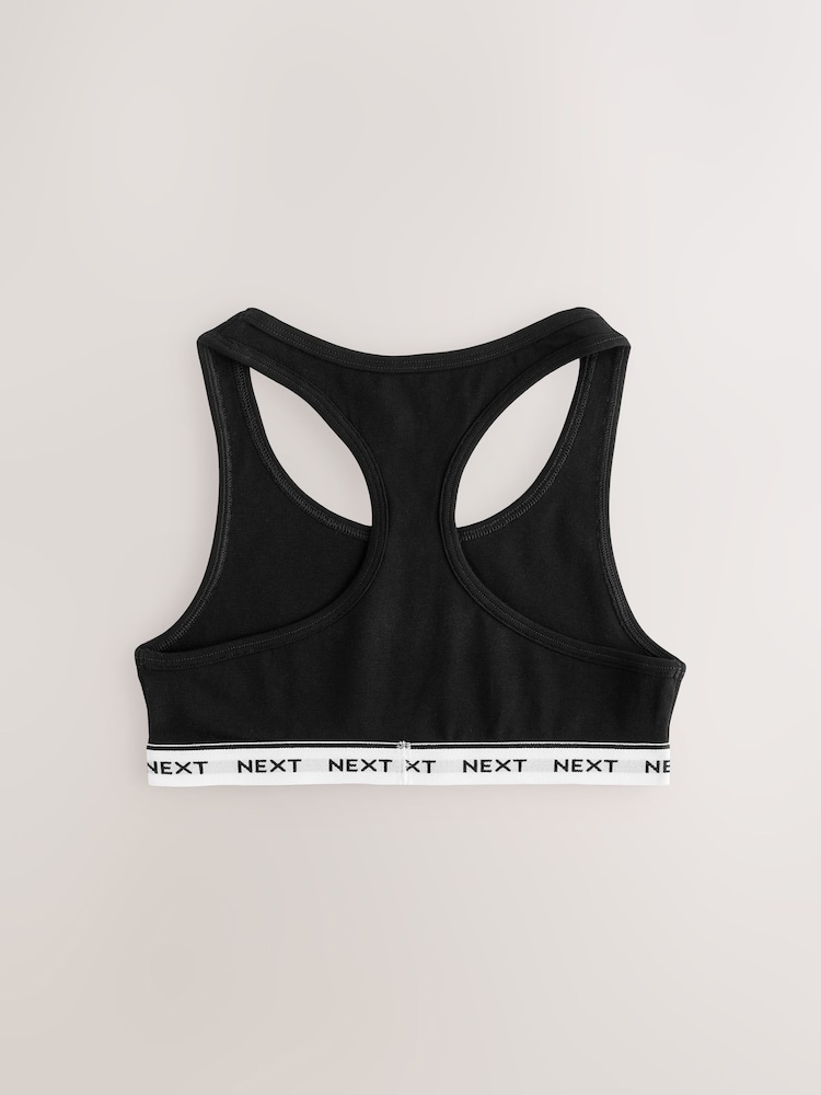 Black/Grey/White Racer Back Crop Tops 3 Pack (5-16yrs) - Image 5 of 7