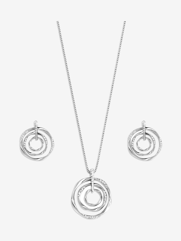 Mood Silver Tone Crystal Disc Jewellery Set - Image 1 of 4