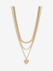 Mood Gold Tone Crystal Delicate Heart Layered Necklace - Image 1 of 3