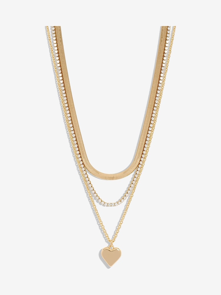 Mood Gold Tone Crystal Delicate Heart Layered Necklace - Image 1 of 3