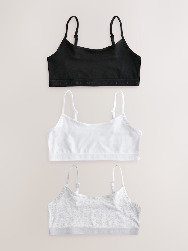 Black/White Strappy Crop Tops 3 Pack (5-16yrs) - Image 1 of 7