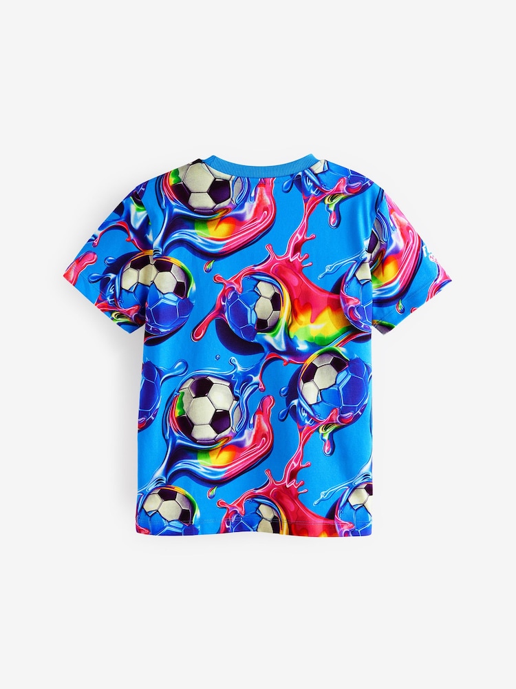 Blue Football Regular Fit Short Sleeve All-Over Print 100% Cotton T-Shirt (3-16yrs) - Image 2 of 4