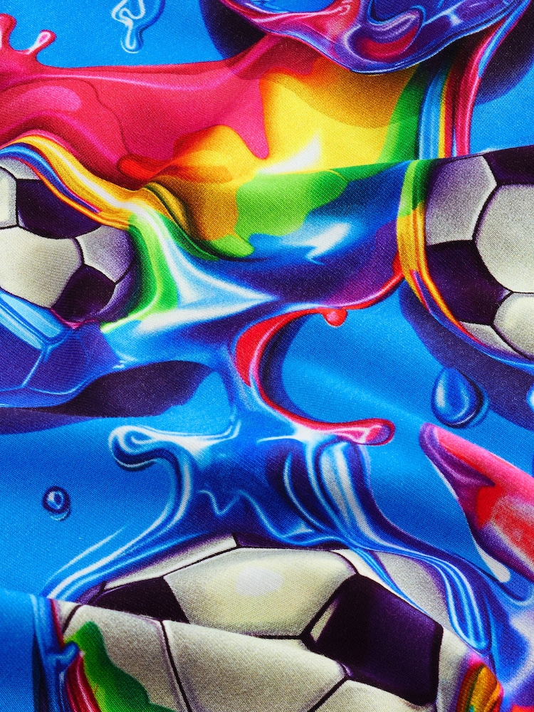 Blue Football Regular Fit Short Sleeve All-Over Print 100% Cotton T-Shirt (3-16yrs) - Image 4 of 4
