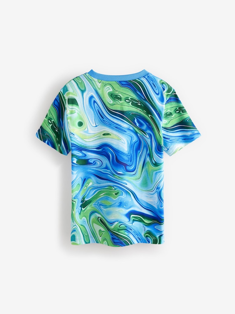 Azul con espirales - Camiseta de corte estándar y manga corta con estampado integral (3-16 años) - Imagen 2 de 4 Azul con espirales - Camiseta de corte estándar y manga corta con estampado integral (3-16 años) - Imagen 2 de 4