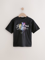Black Palm Back Print Relaxed Fit Short Sleeve Graphic Print T-Shirt (3-16yrs) - Image 1 of 4