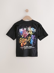 Black Palm Back Print Relaxed Fit Short Sleeve Graphic Print T-Shirt (3-16yrs) - Image 2 of 4