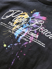 Black Palm Back Print Relaxed Fit Short Sleeve Graphic Print T-Shirt (3-16yrs) - Image 3 of 4