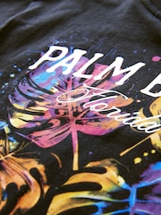 Black Palm Back Print Relaxed Fit Short Sleeve Graphic Print T-Shirt (3-16yrs) - Image 4 of 4