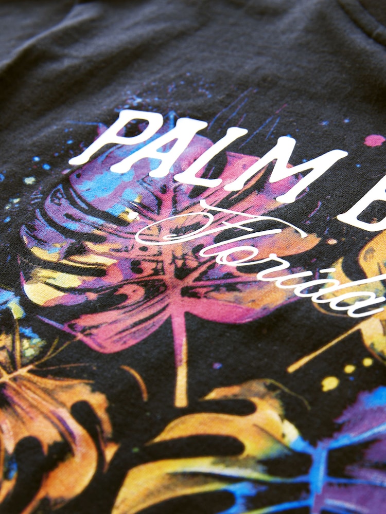 Black Palm Back Print Relaxed Fit Short Sleeve Graphic Print T-Shirt (3-16yrs) - Image 4 of 4