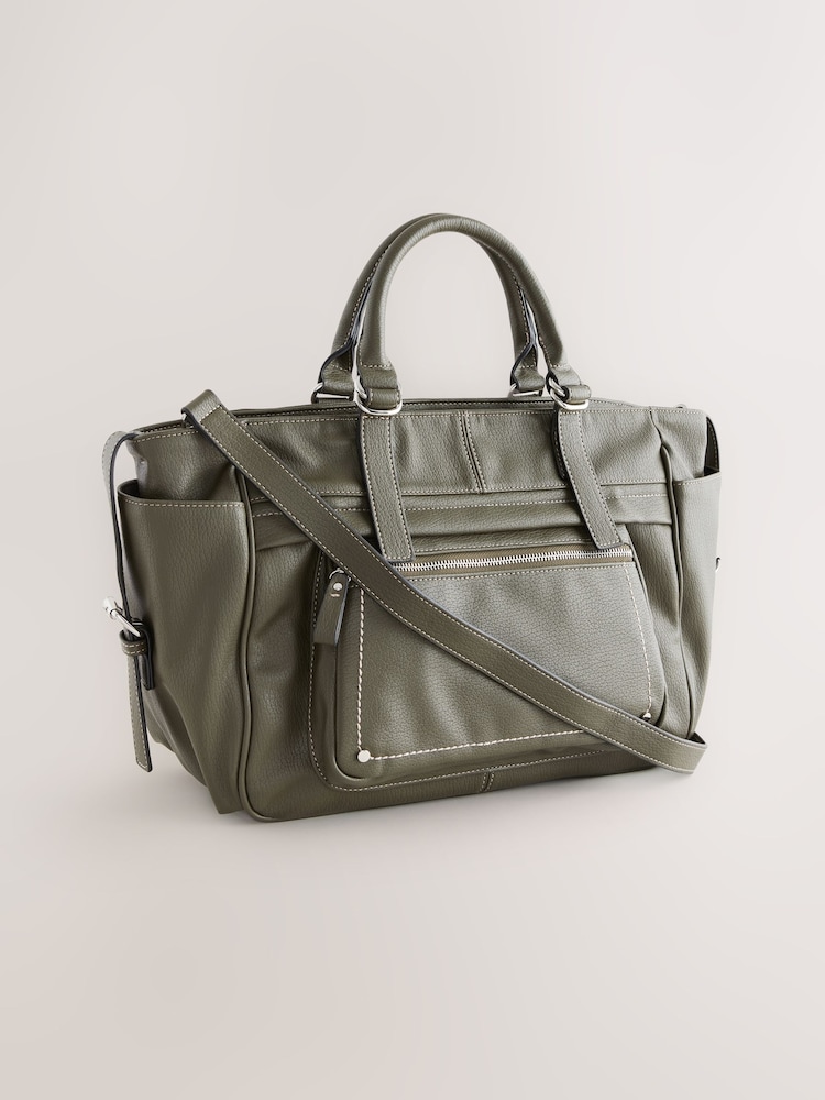 Khaki Casual Zip Grab Bag - Image 4 of 11