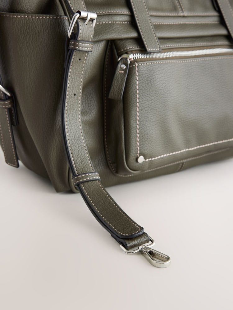 Khaki Casual Zip Grab Bag - Image 9 of 11