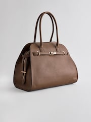Taupe Brown Large Tote Bag - Image 10 of 14