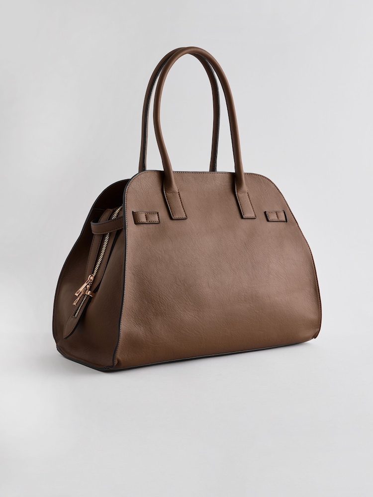 Taupe Brown Large Tote Bag - Image 11 of 14
