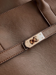 Taupe Brown Large Tote Bag - Image 12 of 14