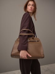 Taupe Brown Large Tote Bag - Image 2 of 14