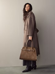 Taupe Brown Large Tote Bag - Image 3 of 14