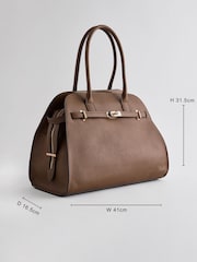 Taupe Brown Large Tote Bag - Image 4 of 14