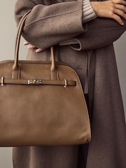 Taupe Brown Large Tote Bag - Image 6 of 14