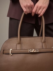 Taupe Brown Large Tote Bag - Image 7 of 14