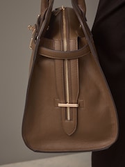 Taupe Brown Large Tote Bag - Image 8 of 14