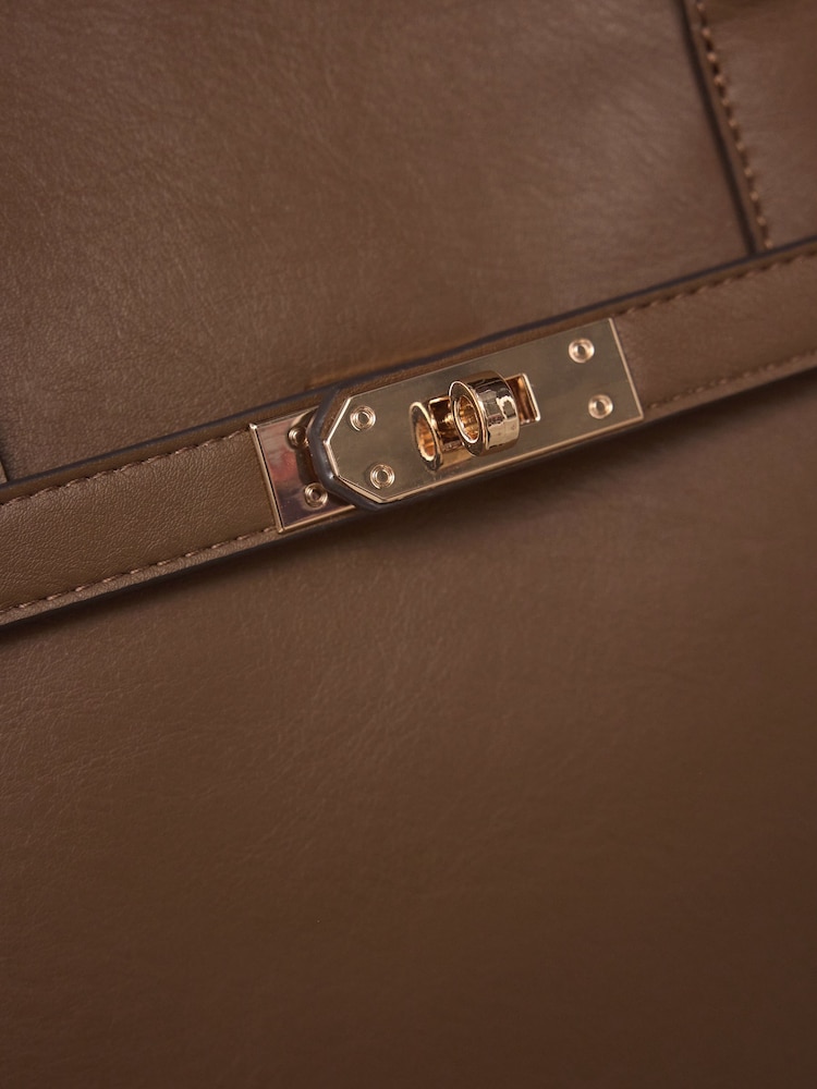 Taupe Brown Large Tote Bag - Image 9 of 14