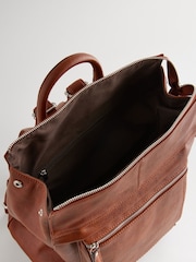 Tan Brown Messenger Style Backpack - Image 10 of 10