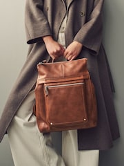 Tan Brown Messenger Style Backpack - Image 2 of 10