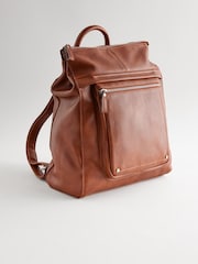 Tan Brown Messenger Style Backpack - Image 5 of 10