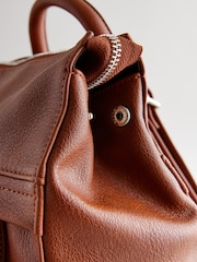 Tan Brown Messenger Style Backpack - Image 8 of 10