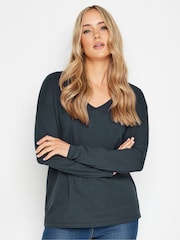 Tricou Long Tall Sally cu mânecă lungă și decolteu în V din 100% bumbac - Image 2 of 5