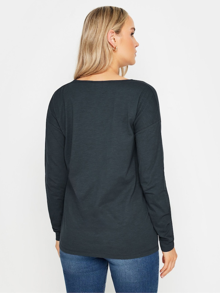 Tricou Long Tall Sally cu mânecă lungă și decolteu în V din 100% bumbac - Image 3 of 5