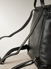 Black Leather Zip Rucksack Bag - Image 10 of 10