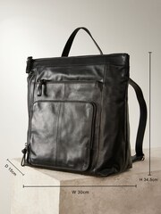 Black Leather Zip Rucksack Bag - Image 4 of 10