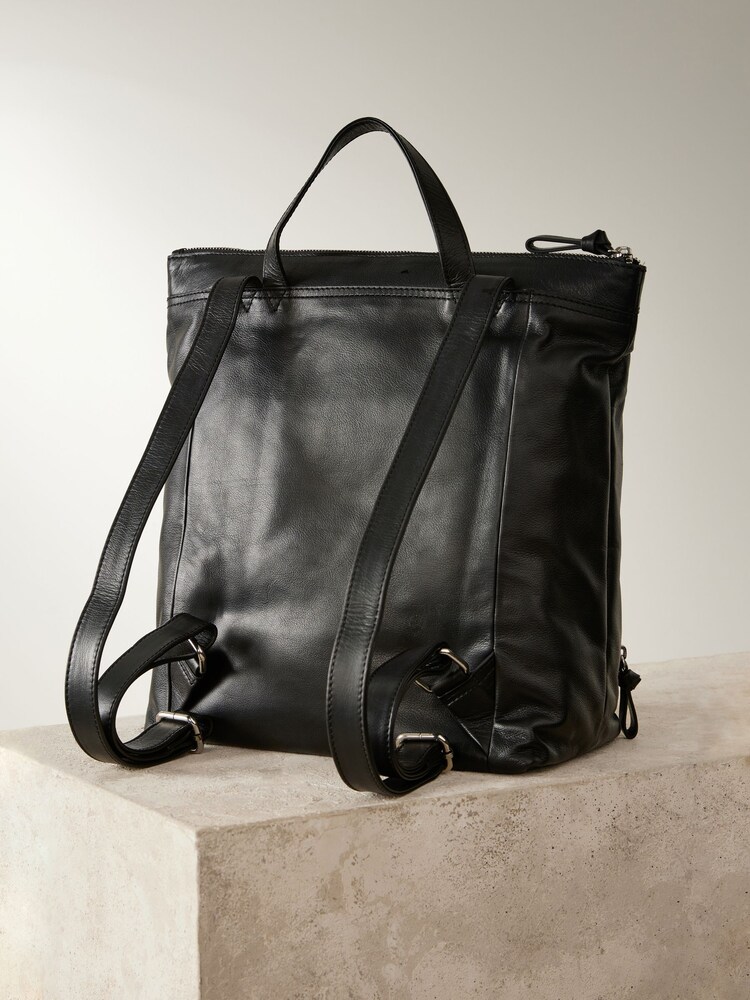 Buy Black Leather Zip Rucksack Bag from the Next UK online shop