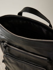 Black Leather Zip Rucksack Bag - Image 7 of 10