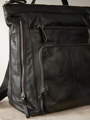 Black Leather Zip Rucksack Bag - Image 8 of 10