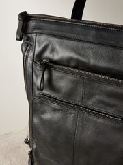Black Leather Zip Rucksack Bag - Image 9 of 10