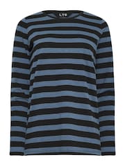 Long Tall Sally Blue Stripe Long Sleeve Scoop Neck 100% Cotton T-Shirt - Image 5 of 5