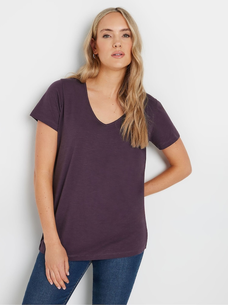 Long Tall Sally V-Neck Short Sleeve 100% Cotton T-Shirt 2 Pack - Imagen 2 de 7