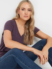 Long Tall Sally V-Neck Short Sleeve 100% Cotton T-Shirt 2 Pack - Imagen 4 de 7