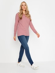 Long Tall Sally Pink Long Sleeve Scoop Neck 100% Cotton T-Shirt - Image 2 of 5