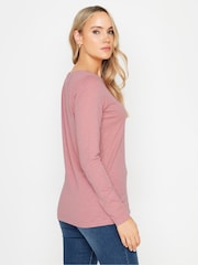 Long Tall Sally Pink Long Sleeve Scoop Neck 100% Cotton T-Shirt - Image 3 of 5