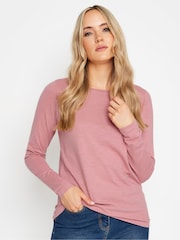 Long Tall Sally Pink Long Sleeve Scoop Neck 100% Cotton T-Shirt - Image 4 of 5