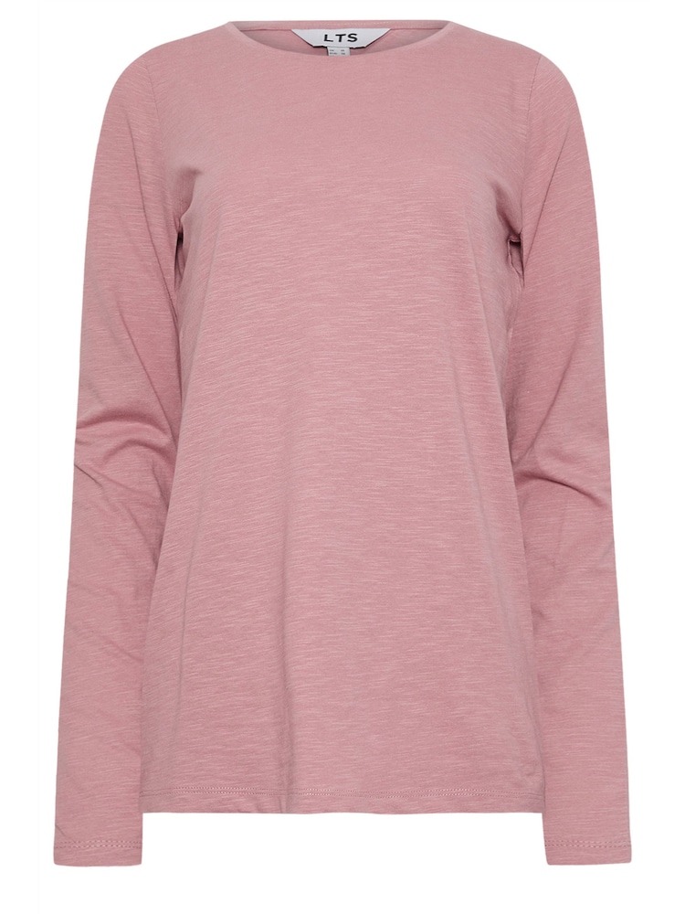 Long Tall Sally Pink Long Sleeve Scoop Neck 100% Cotton T-Shirt - Image 5 of 5