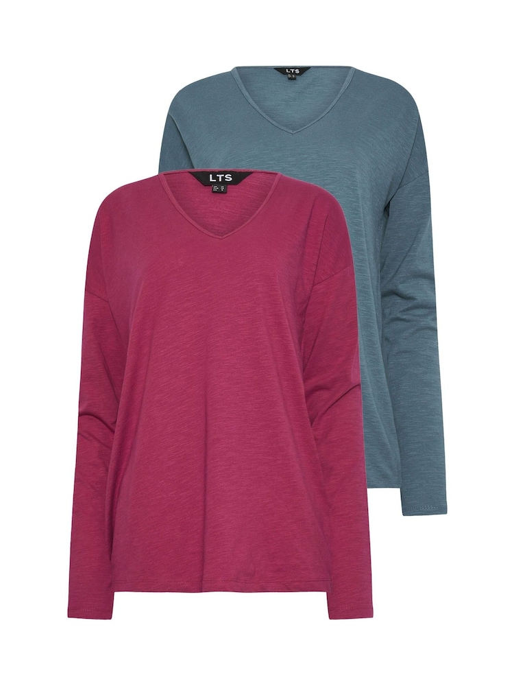 Long Tall Sally Pink Long Sleeve 100% Cotton T-Shirts 2 Pack - Image 6 of 8