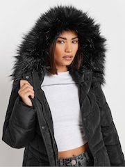 PixieGirl Petite Black Midi Padded 2-In-1 Coat - Image 4 of 5