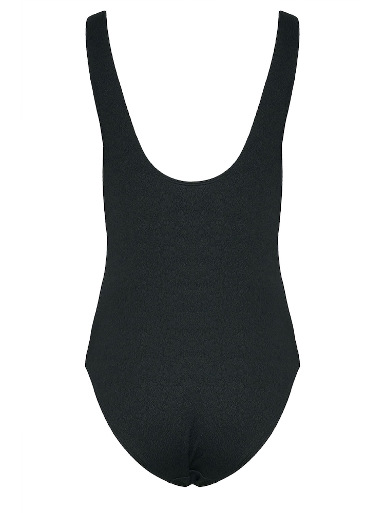 Long Tall Sally Black Buckle Textured Swimsuit - Image 6 of 6