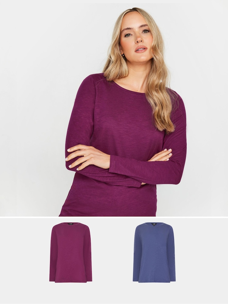 Long Tall Sally Scoop Neck 100% Cotton T-Shirts 2 Pack - Bild 1 von 8